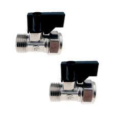 15mm x 1/2" Male Flat Faced Isolating Valve Black Lever for Flexi Tap Connector