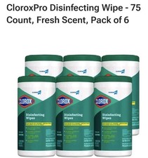 6 Pack CloroxPro Commercial Disinfecting Wipes 75 Count Per Bottle Fresh Scent
