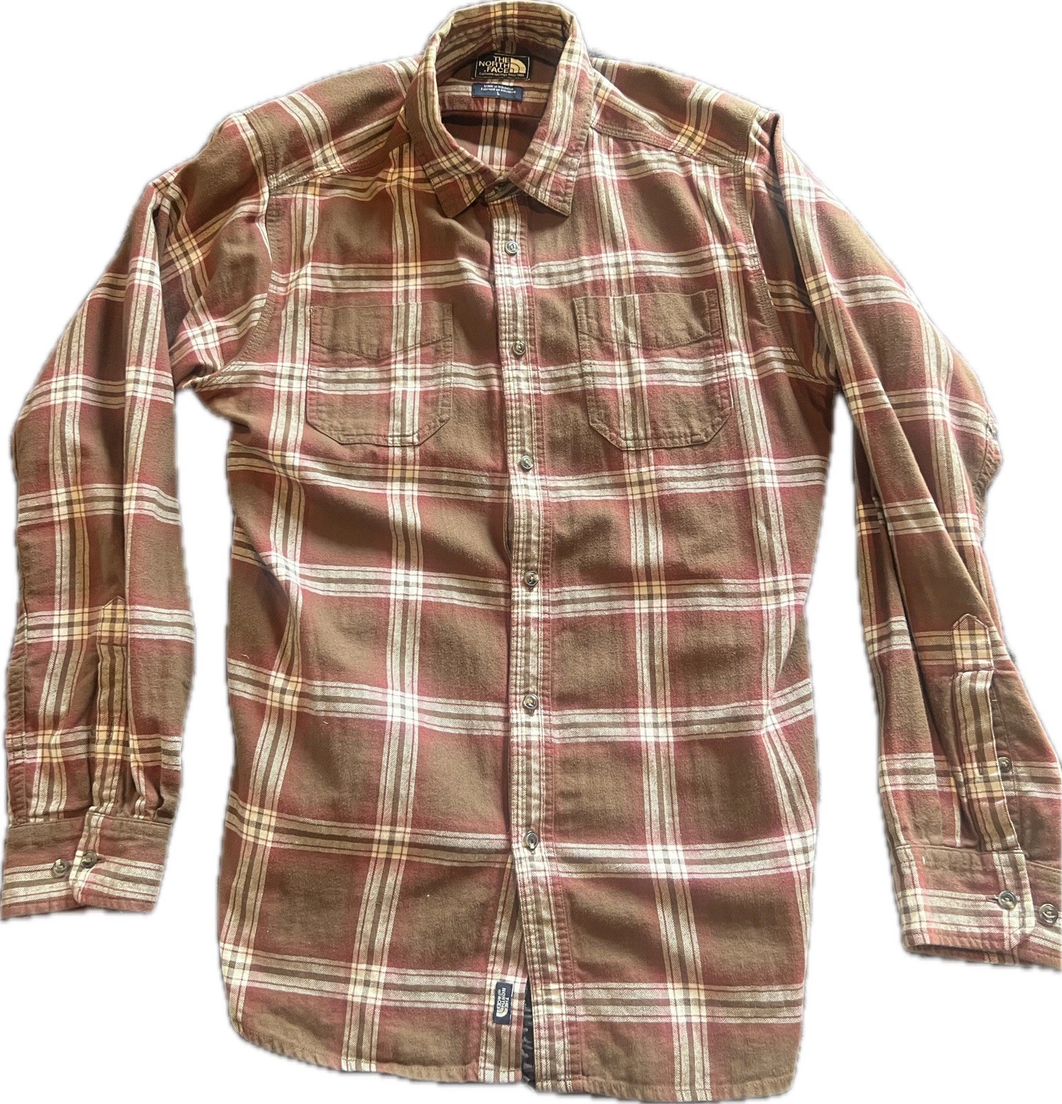 The North Face Men's Plaid Button-Down Flannel Shirt Size Large, Long Sleeve