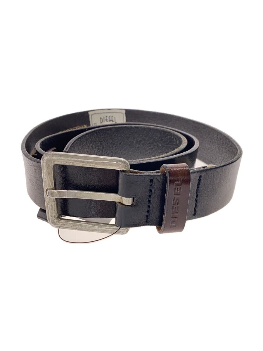 Men’s Black Plain Leather Diesel Belt for Stylish Essentials