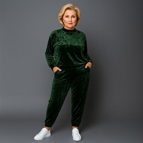 ROCKTHOSECURVES WOMENS VELVET STRETCH TRACKSUIT LOUNGE WEAR COMFY PLUS SIZE - Picture 28 of 49