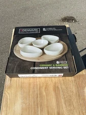 Denmark Tools For Cooks 6-piece ceramic & bamboo condiment serving set NIB