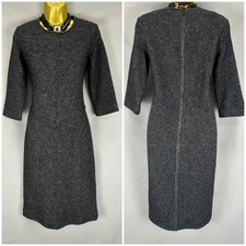 Jigsaw charcoal 75% wool 3/4 sleeve warm casual office over the knee dress 10