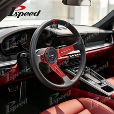 14 350mm 6-hole Red 3-spoke Deep Dish Pu Leather Red Ring Racing Steering Wheel 14 350mm 6-hole Red 3-spoke Deep Dish Pu Leather Red Ring Racing Steering Wheel