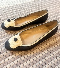 CHANEL Vintage Camellia Flower Flats Shoes Si...