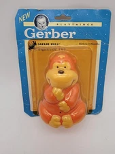 Vintage 1992 Gerber Safari Pals Squeeze Toy Baby Teether Rattle New Sealed