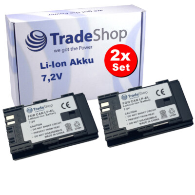 2x Li-Ion Akku 7,2V 2600mAh für Canon EL-1 Speedlite Blitzgerät ersetzt LP-EL