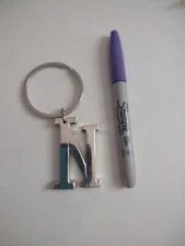 Vintage Ganz Letter N Keychain Silver Tone Large