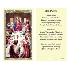 Laminated Before & After Meal Prayers with Last Supper Image Holy Prayer Card