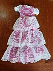 Rare Vintage Barbie Doll Wedding Dress - Barbie Pink with Lace Flower Overlay