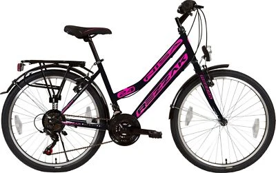 REZZAK 24 Zoll Kinderfahrrad Mädchenfahrrad Fahrrad City Strassenzugelasse schwarz Pink