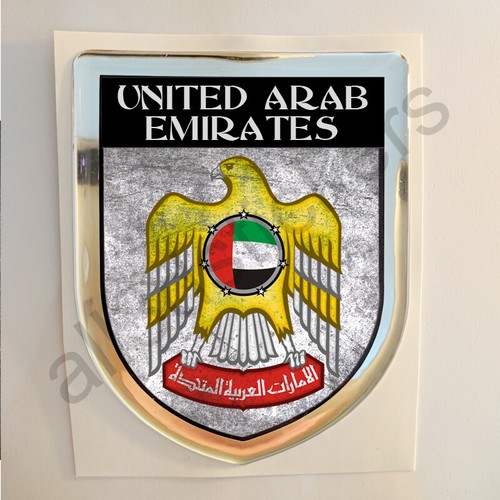 UAE Sticker United Arab Emirates Coat of Arms Resin Domed Stickers Flag