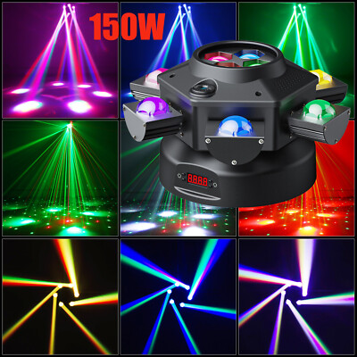 150W 6Arms 10LED Rotation Moving Head Stage Light DMX RGBW with Laser DJ Lights