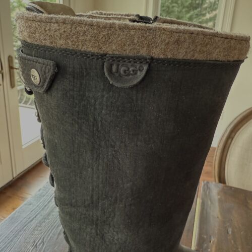 Ugg Australia Black Leather & Suede Smithfield Tall Boot-Women's Size 5.5 EUC - Picture 8 of 17