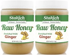 5lb Pure Ginger Enriched Raw Honey Natural Wildflower Antioxidant & Immune Supp.