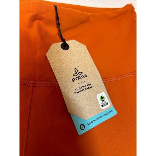 PrAna Women's M Orange Leggings With Patterned Side Panels - Picture 3 of 7