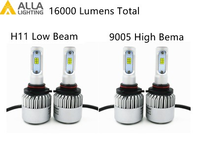 Alla Lighting 16000LM LED High Low Beam Headlight Bulb Light Kit for Jeep, White