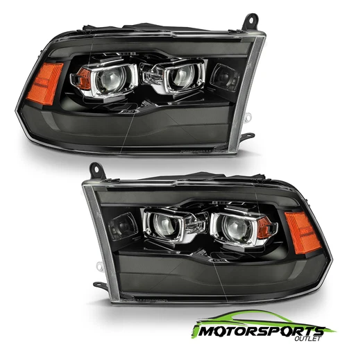 For 2009-2018 Dodge Ram Smoke Black Switchback Projector Headlights w/ LED DRL