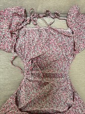 Women’s Floral Mini Dress Open Back Short Sleeve Size Small