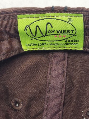 Way West Juniors Stitched Aztec Cross Distressed Hat Brown & Teal - Picture 6 of 9