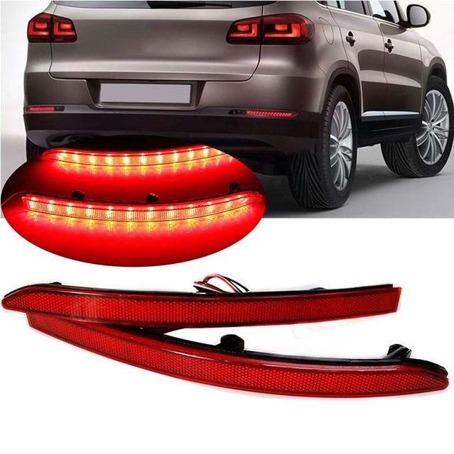 2Pcs LED Lens Rear Bumper Reflector Brake Lights Stop For VW Tiguan