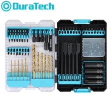 DuraTech 87PC Impact Screwdriver Drill Bit Set Socket Set With Hex Shank Adapter