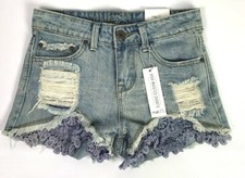 Rue 21 Juniors Girls High Waisted Distressed Shorts Sz 0 Destroyed Frayed A5118