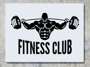 Fitness Club Gym Keep Fit Sign Logo Weights Muscle Wall Decal