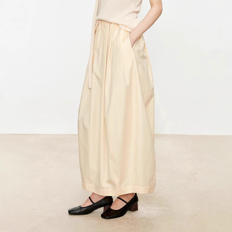 Женская весенняя хлопковая простая плиссированная длинная повседневная модная юбка THE ROW - Изображение 2 из 4