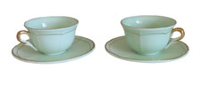 TASSE A DEJEUNER VERT CELADON EN PORCELAINE VINTAGE LOT DE 2 TASSES