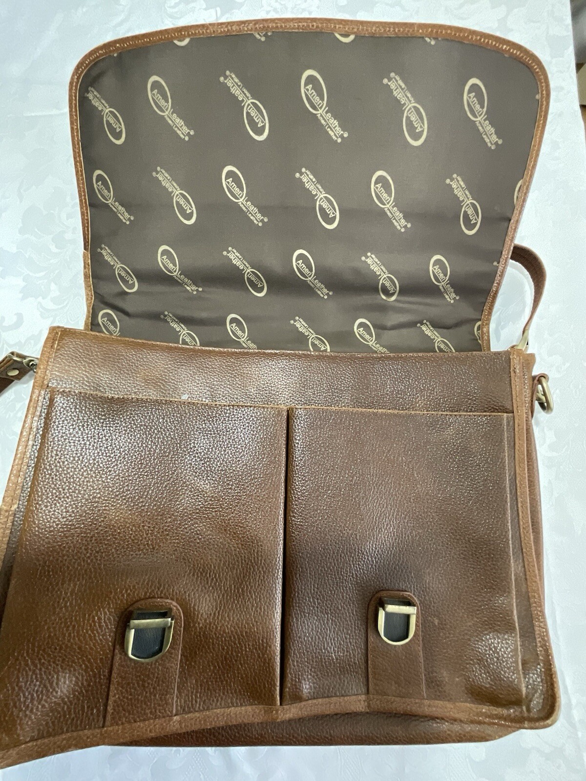 Ameri Leather Briefcase Satchel Messenger Laptop … - image 4