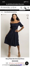 Navy Polka Dot Smocked Dress size Medium