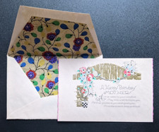 Vintage Unused Happy Birthday Mother Greeting Card w/ Lined Envelope 1920s NOS G