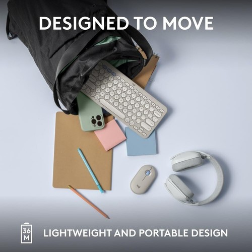 Pebble Keys 2 K380s Slim Wireless Keyboard - 3 Devices, Tonal Off-White Finish - Picture 10 of 11