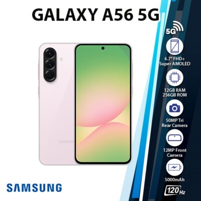 Samsung Galaxy A56 5G Android Cell Phone (Pink/12GB+256GB/Dual SIM