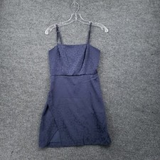 FOREVER 21 Dress Womens XS Blue Mini Leopard Animal Print Slit Strap Sleeveless