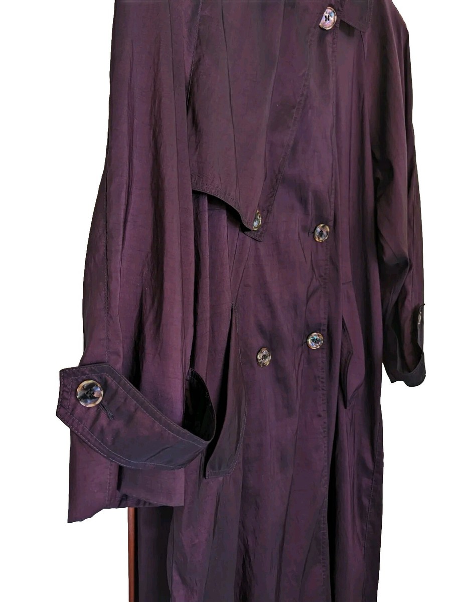 Women's 9 Iridescent Purple Trench Coat Double Breasted