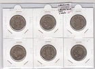 6 100 PESETA COINS YEAR 1982 (3 lis cross / 3 lis face) (MB9893)