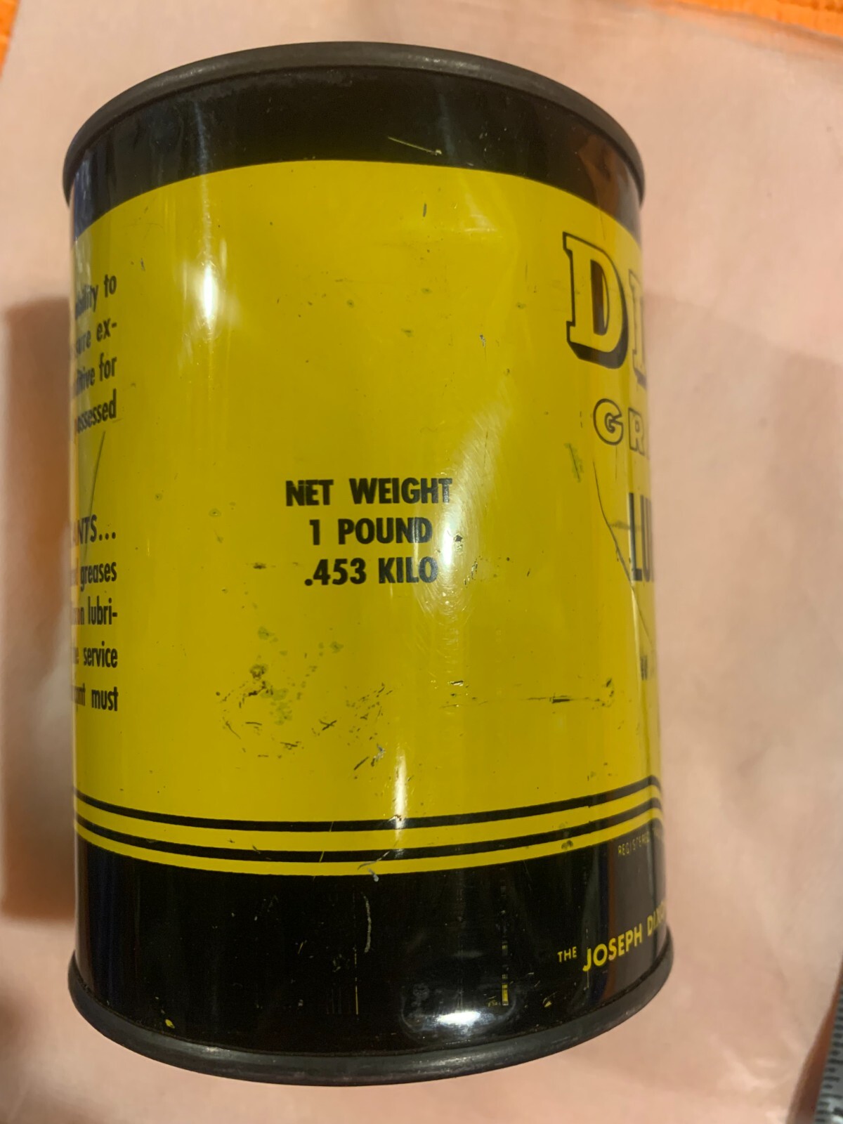 Vintage Dixon Graphite Grease Lubricant 1 lb round can Joseph Dixon