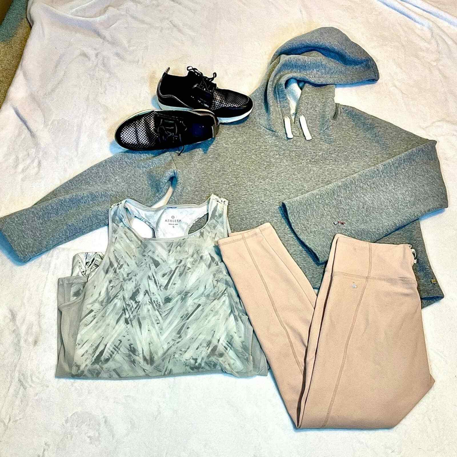 Fabletics cropped, high/low, pullover, grey hoodie - image 4