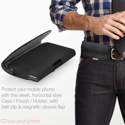 Schwarz Apple Qualität Leder Top Schutz HORIZONTAL Gürtel Handy Hülle Cover