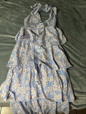 White And Blue Floral Hard Top Dress