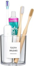 Acrylic Toothbush Hoder with White Divider for Bathroom Decor, Thi Clear