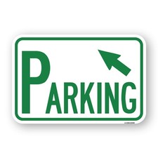 Parking with Arrow Pointing to Top Left Heavy Gauge Aluminum Parking Sign