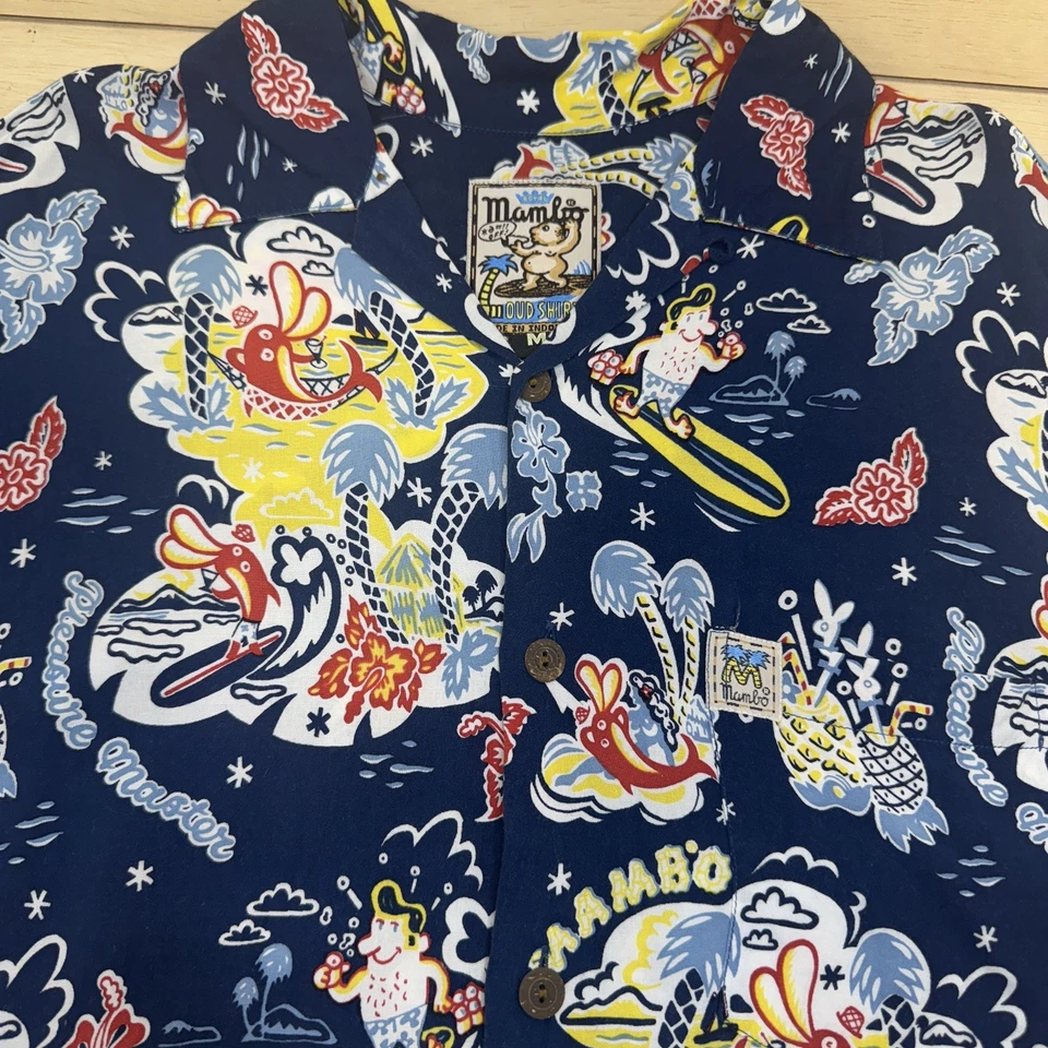 Camisa MAMBO LOUD Pleasure Master Para Hombre Talla Mediana Estilo Hawaiano Azul Foto 2 de 4