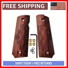 1911 Wood Grips with Luxurious Honey Comb Texture & Gold Screws – Perfect Fit...