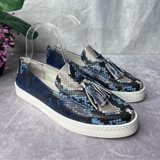 Franco SARTO Alosa Tassel Navy Black Snake Print Slip-On Sneaker Size 7.5M