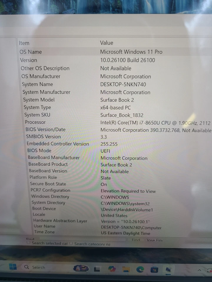 Microsoft Surface Book 2 i7-8650U 1,9 GHz 8 GB Ram 256 GB SSD Win 11 Pro GeForce Foto 2 de 4