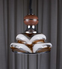 Lampadario in vetro di Murano colorato, ambrato. Italia anni '60-'70 diam. 35cm