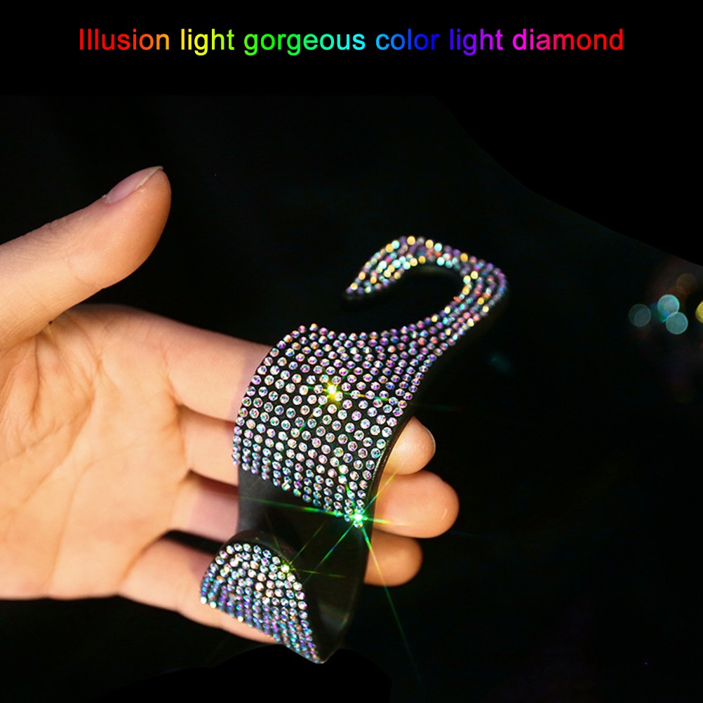 _2Pcs Car Back Hook Bling Rhinestones Hanger Headrest Auto Hook Bling